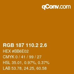 カラーコード: RGB 187 110.2 2.6 | qconv.com