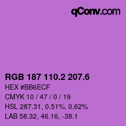 カラーコード: RGB 187 110.2 207.6 | qconv.com