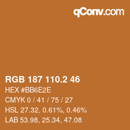 Color code: RGB 187 110.2 46 | qconv.com