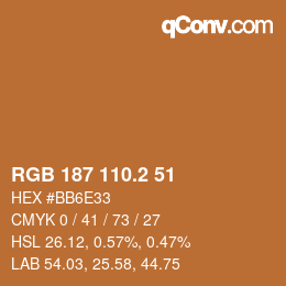 Color code: RGB 187 110.2 51 | qconv.com