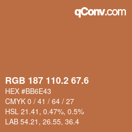 カラーコード: RGB 187 110.2 67.6 | qconv.com