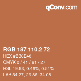 Color code: RGB 187 110.2 72 | qconv.com