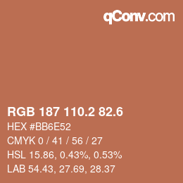 カラーコード: RGB 187 110.2 82.6 | qconv.com