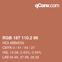 Color code: RGB 187 110.2 86 | qconv.com