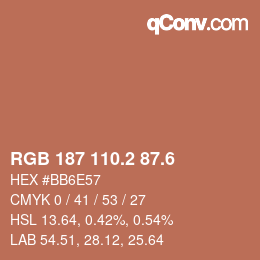 カラーコード: RGB 187 110.2 87.6 | qconv.com