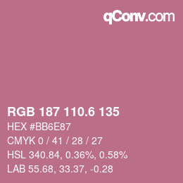 カラーコード: RGB 187 110.6 135 | qconv.com