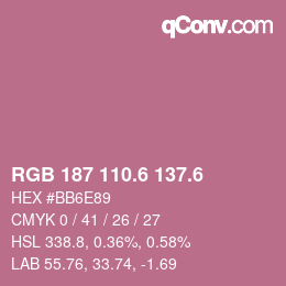 カラーコード: RGB 187 110.6 137.6 | qconv.com