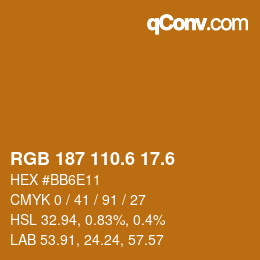 カラーコード: RGB 187 110.6 17.6 | qconv.com