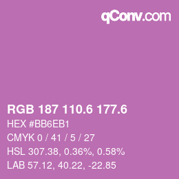 カラーコード: RGB 187 110.6 177.6 | qconv.com