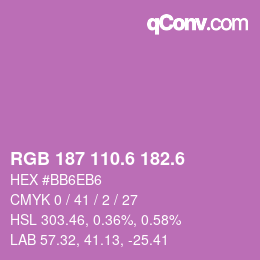 カラーコード: RGB 187 110.6 182.6 | qconv.com
