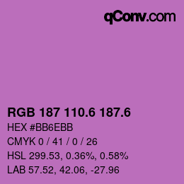 カラーコード: RGB 187 110.6 187.6 | qconv.com