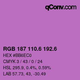 カラーコード: RGB 187 110.6 192.6 | qconv.com
