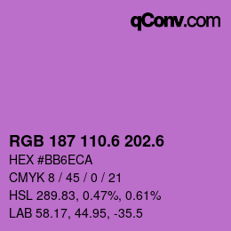 カラーコード: RGB 187 110.6 202.6 | qconv.com