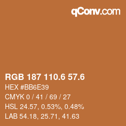 カラーコード: RGB 187 110.6 57.6 | qconv.com