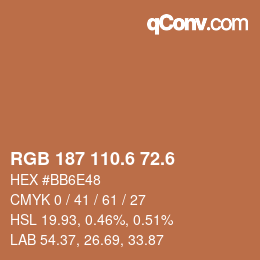 カラーコード: RGB 187 110.6 72.6 | qconv.com