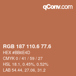 カラーコード: RGB 187 110.6 77.6 | qconv.com