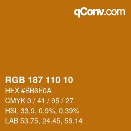 Color code: RGB 187 110 10 | qconv.com