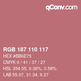 Color code: RGB 187 110 117 | qconv.com