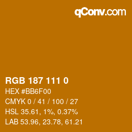 Color code: RGB 187 111 0 | qconv.com