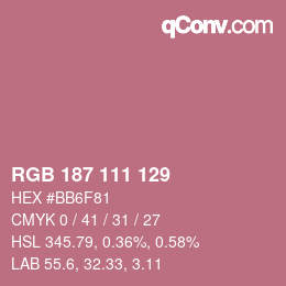 Color code: RGB 187 111 129 | qconv.com