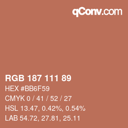 カラーコード: RGB 187 111 89 | qconv.com