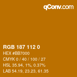 颜色代码: RGB 187 112 0 | qconv.com