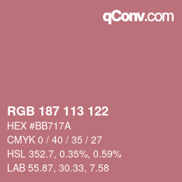 Color code: RGB 187 113 122 | qconv.com
