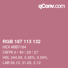 カラーコード: RGB 187 113 132 | qconv.com