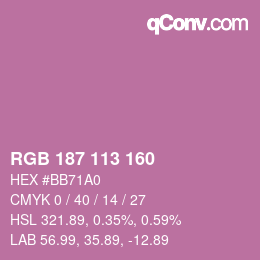 Color code: RGB 187 113 160 | qconv.com