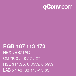 カラーコード: RGB 187 113 173 | qconv.com
