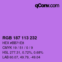 Color code: RGB 187 113 232 | qconv.com