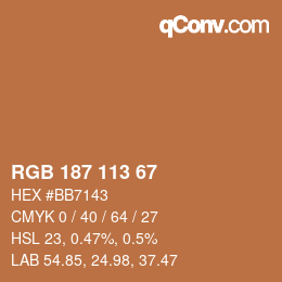 Color code: RGB 187 113 67 | qconv.com