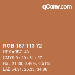 Color code: RGB 187 113 72 | qconv.com