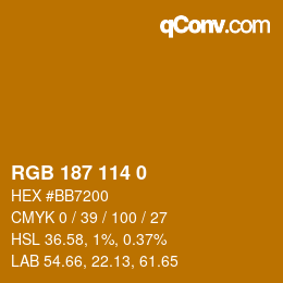 Color code: RGB 187 114 0 | qconv.com