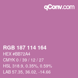 Código de color: RGB 187 114 164 | qconv.com