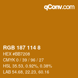 Color code: RGB 187 114 8 | qconv.com