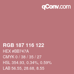 Color code: RGB 187 116 122 | qconv.com