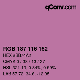 Color code: RGB 187 116 162 | qconv.com