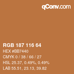 Color code: RGB 187 116 64 | qconv.com
