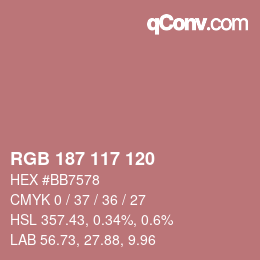 Color code: RGB 187 117 120 | qconv.com