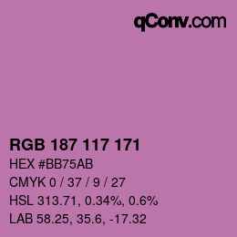 Color code: RGB 187 117 171 | qconv.com
