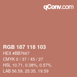 Color code: RGB 187 118 103 | qconv.com