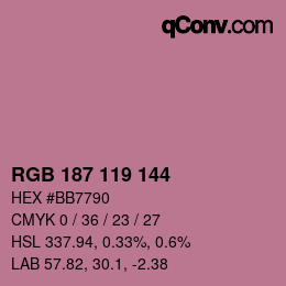 颜色代码: RGB 187 119 144 | qconv.com