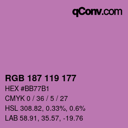 Código de color: RGB 187 119 177 | qconv.com