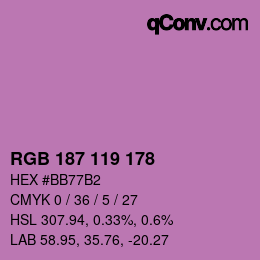 Color code: RGB 187 119 178 | qconv.com