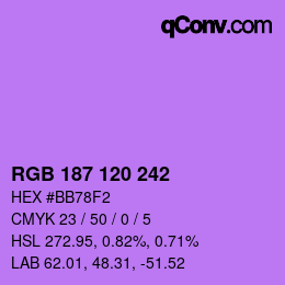 颜色代码: RGB 187 120 242 | qconv.com