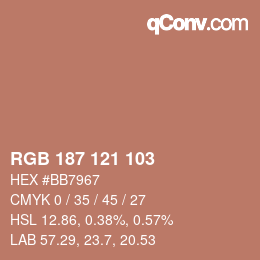 Color code: RGB 187 121 103 | qconv.com