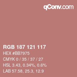 Color code: RGB 187 121 117 | qconv.com