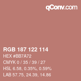 颜色代码: RGB 187 122 114 | qconv.com