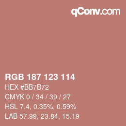 Color code: RGB 187 123 114 | qconv.com